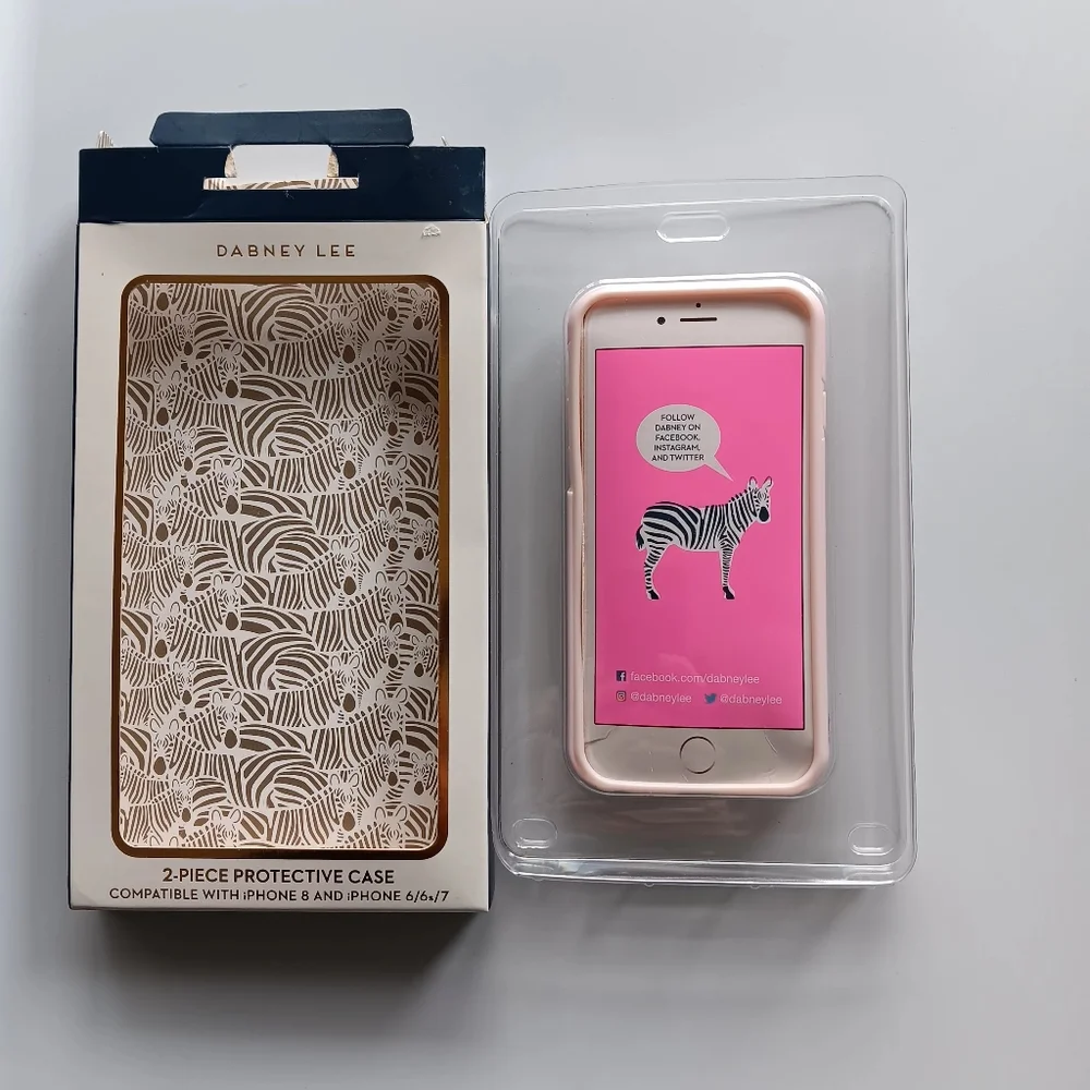 NEW Dabney Lee Cell Phone Case for iPhone 8, 7, 6, 6s, Pink White Gold Stripes